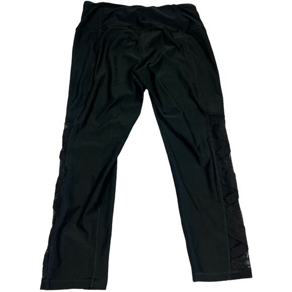 RBX Leggings Solid Black Pull On Mesh Inset Stretch Activewear‎ Women's Small - Picture 2 of 10